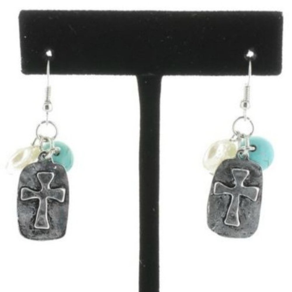 Antique Silver Cross Earrings